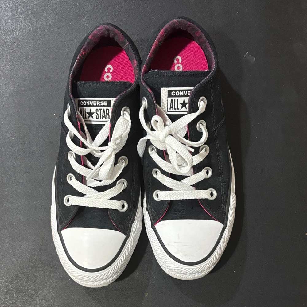 Converse Classic Black Pink and White Low-Tops Size 6